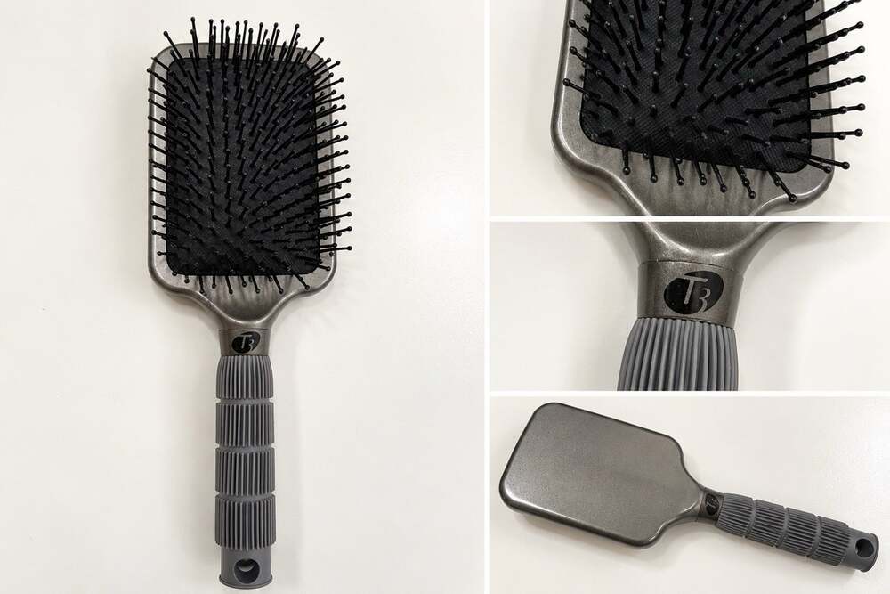 T3 Paddle Hair Brush Gray Black Cushion Detangling Styling Brush